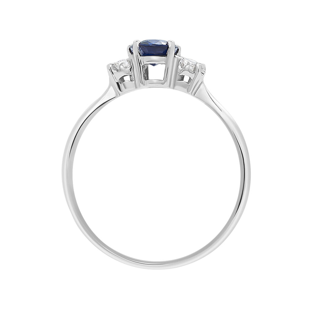 Anello Elizabeth Crown Oro Bianco Zaffiro Ovale E Diamanti - Anelli con Pietre Donna | Stroili