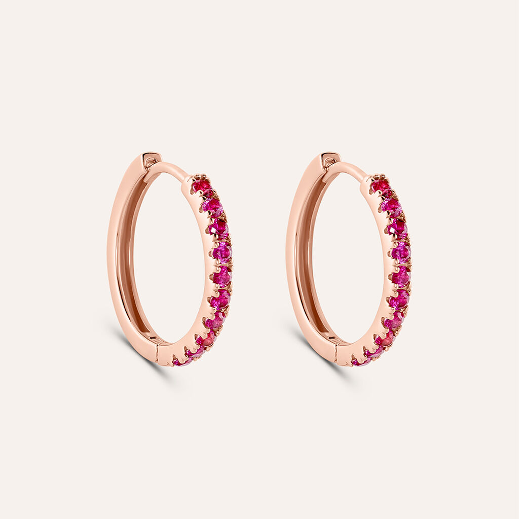 Orecchini A Cerchio Silver Rainbow Argento Rosa Cubic Zirconia