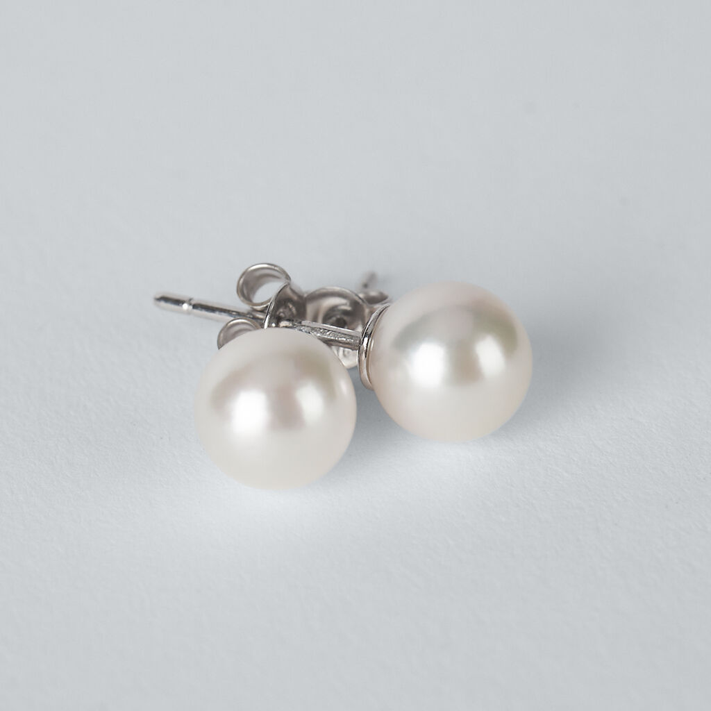 Orecchini Lobo Gabrielle Oro Bianco Perla Akoya - Orecchini a Lobo Donna | Stroili