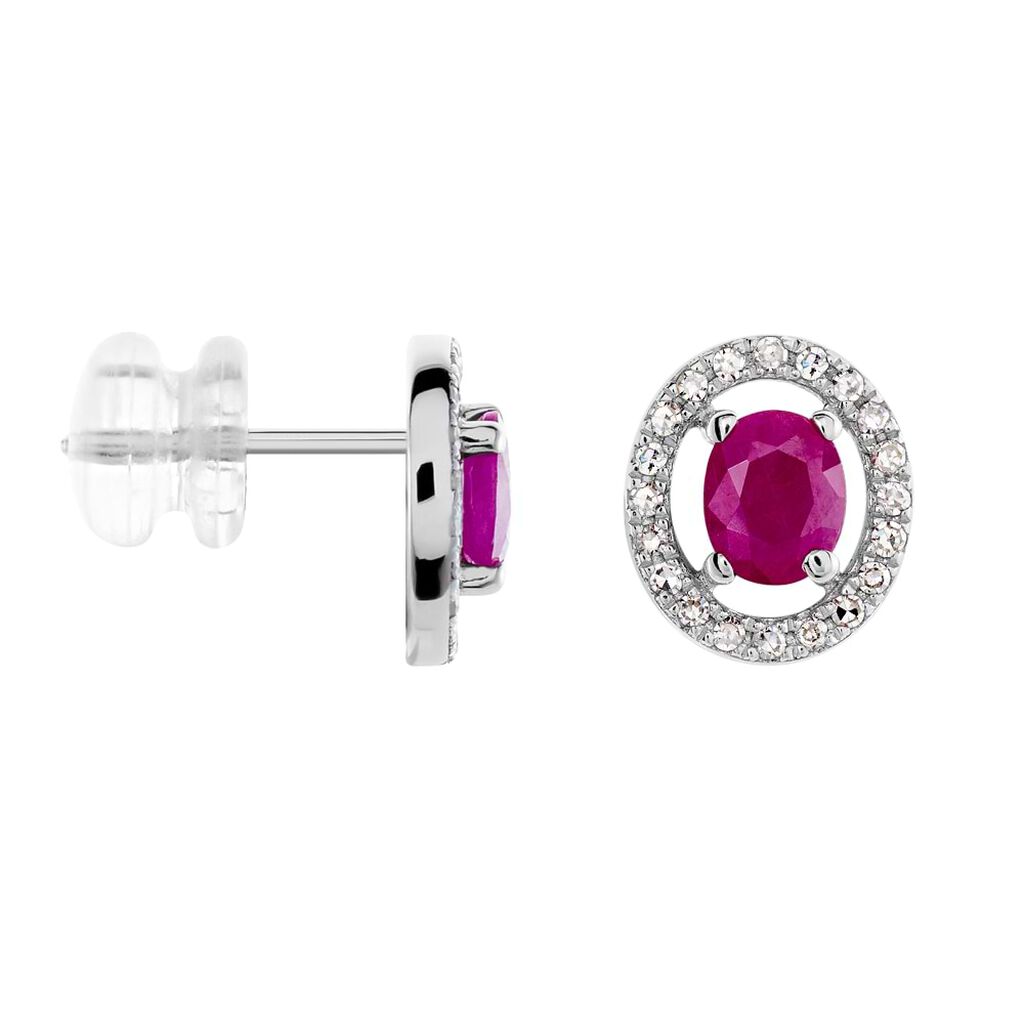 Orecchini Lobo Punto Luce Elizabeth Crown Oro Bianco Rubino Diamante - Orecchini a Lobo Donna | Stroili