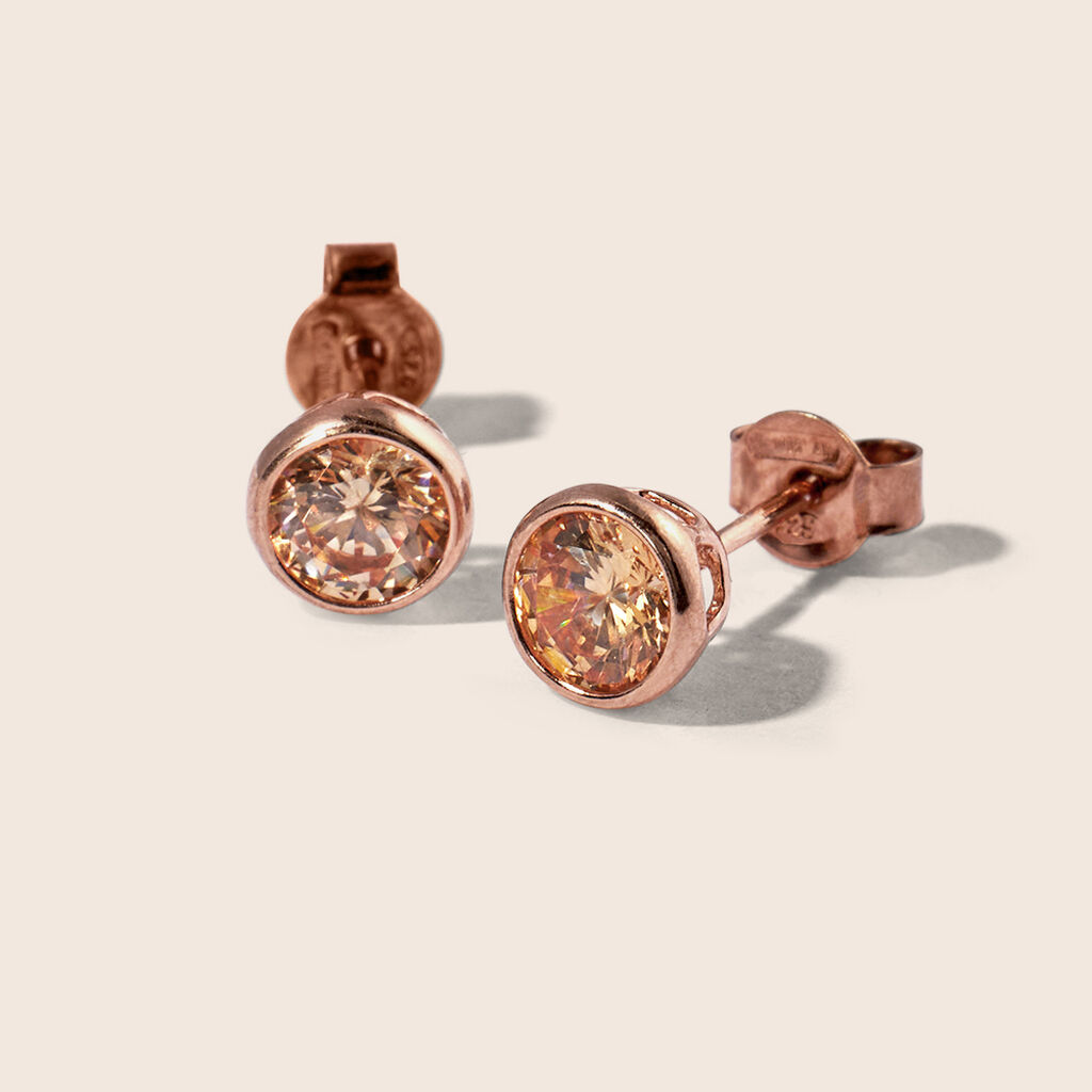 Orecchini Lobo Punto Luce Silver Rainbow Argento Rosa Cubic Zirconia