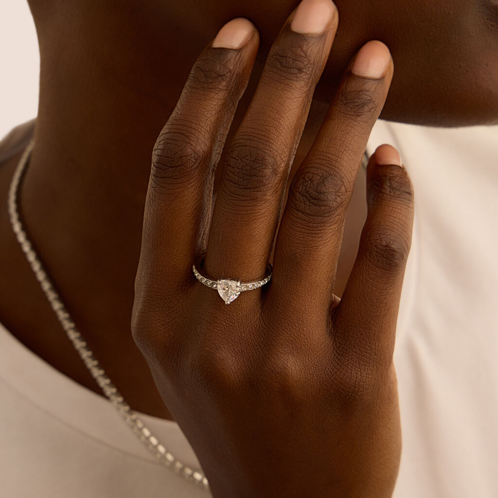 Anello Solitario Aura Acciaio Cristallo