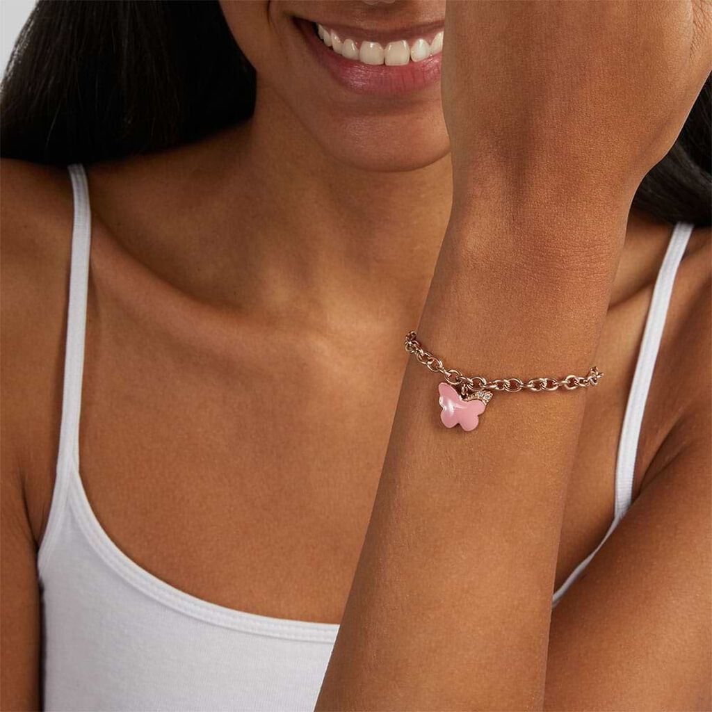 Bracciale Lady Sweet Acciaio Rosato Farfalla e Cristalli - Bracciali Donna | Stroili