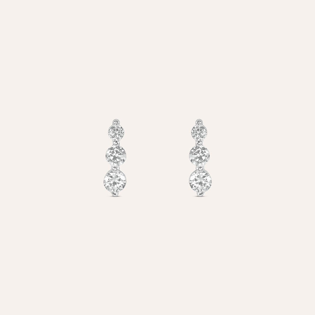Orecchini Lobo Trilogy Silver Elegance Argento Rodiato Cubic Zirconia - Orecchini a Lobo Donna | Stroili