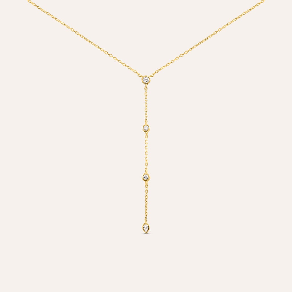 Collana Punto Luce Silver Glow Argento Dorato Cubic Zirconia