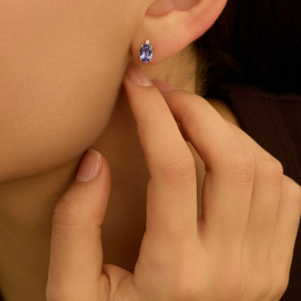 Orecchini Lobo Punto Luce Jasmine Oro Bianco Tanzanite Diamante - Orecchini a Lobo Donna | Stroili