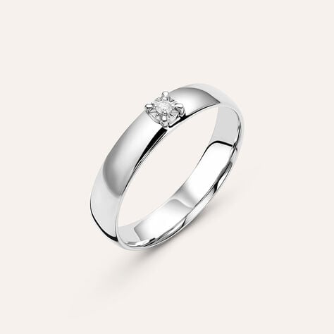 Fede Comoda 4 mm Oro Bianco Diamante - Anelli con Incisione Donna | Stroili