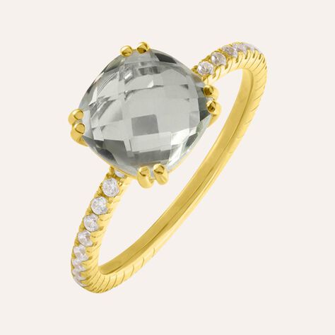 Anello Solitario Am&eacute;lie Oro Giallo Ametista Cubic Zirconia - Anelli con Pietre Donna | Stroili