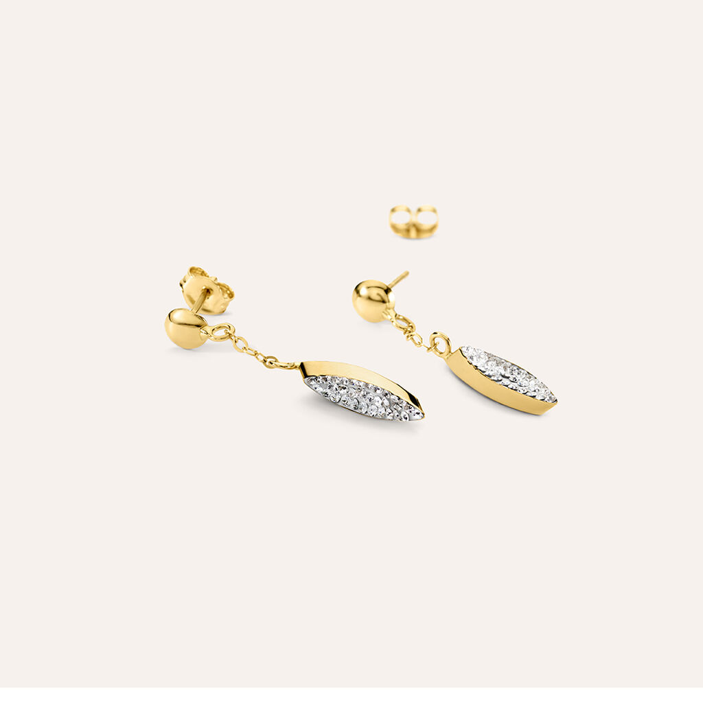 Orecchini Pendenti Crystal Gold Oro Giallo Cristallo