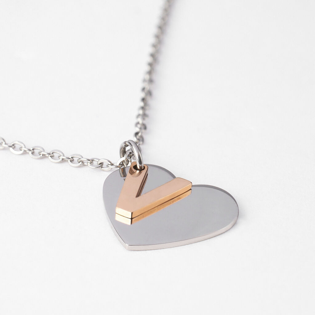 Collana Sunrise Acciaio Bicolore Bianco / Rosa