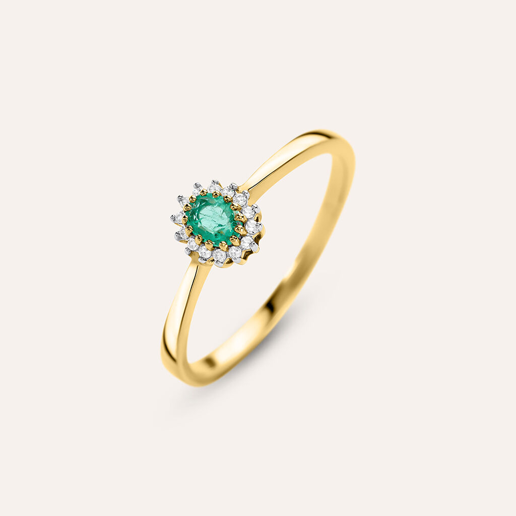 Anello Solitario Kate Charlotte Oro Giallo Smeraldo Diamante