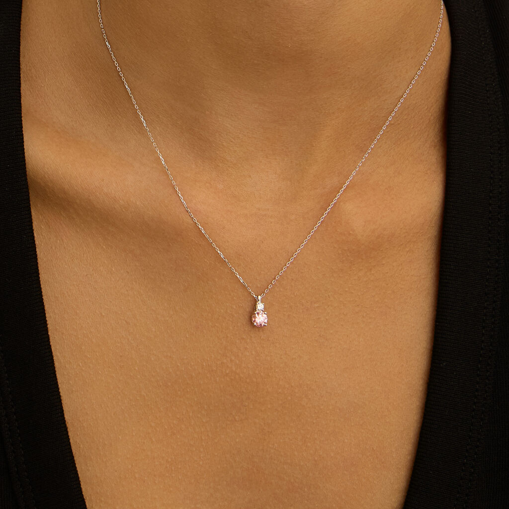 Collana Doppio Punto Luce Diamade Oro Bianco Diamante Lab-Grown