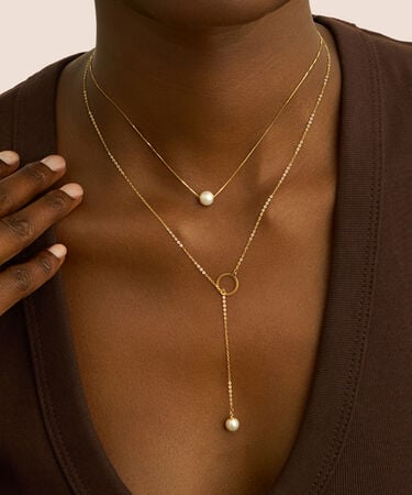 Collana Gabrielle Oro Giallo Perla D'Acqua Dolce