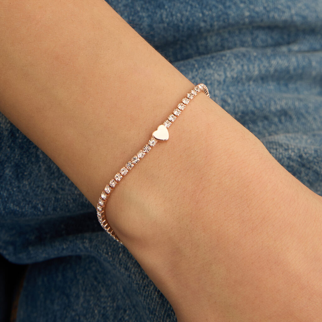 Bracciale Tennis Romantic Shine Metallo Rosa Cristallo - Bracciali Tennis Donna | Stroili