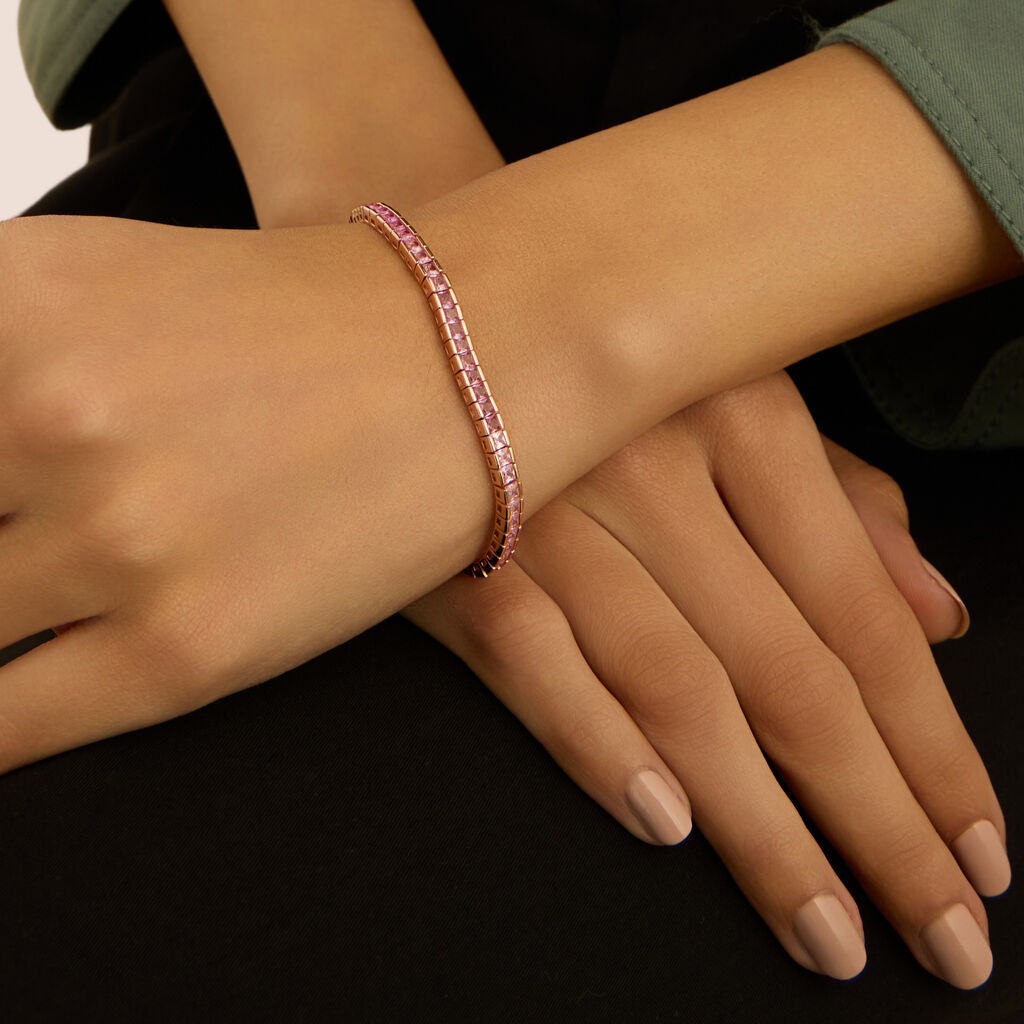 Bracciale Tennis Silver Rainbow Argento Rosa Cubic Zirconia - Bracciali Tennis Donna | Stroili
