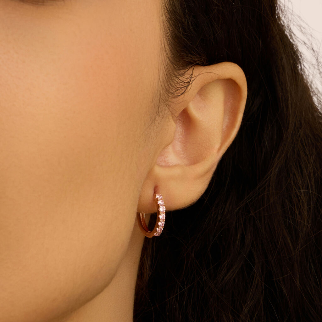 Orecchini A Cerchio Silver Rainbow Argento Rosa Cubic Zirconia