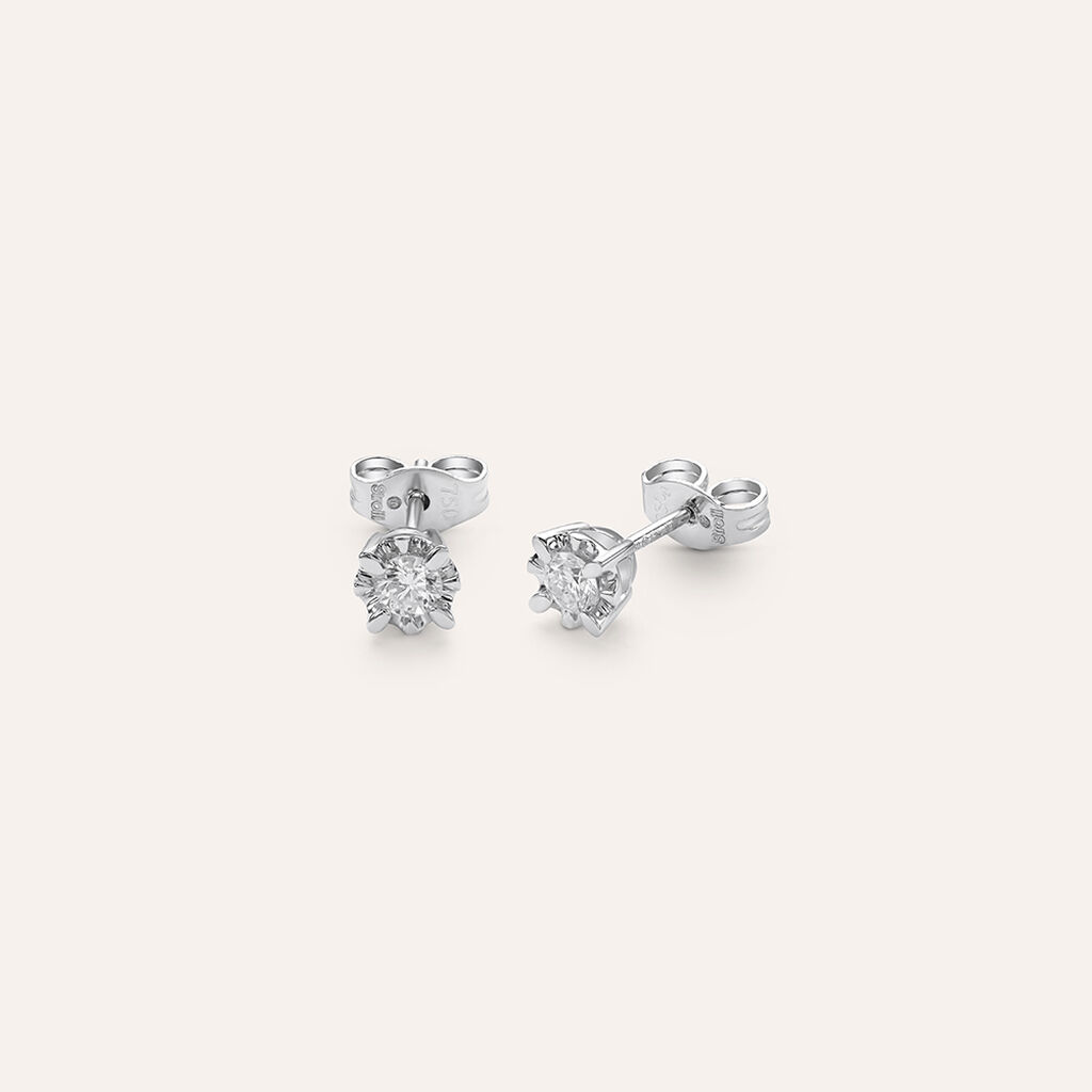 Orecchini Lobo Punto Luce Diamazing Oro Bianco Diamante - Orecchini a Lobo Donna | Stroili