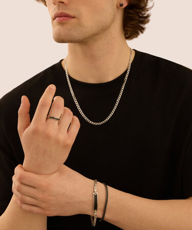 Bracciale Con Targhetta Gentleman Argento Rodiato