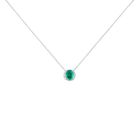 Collana Punto Luce Elizabeth Crown Oro Bianco Smeraldo Diamante - Collane Punto Luce Donna | Stroili
