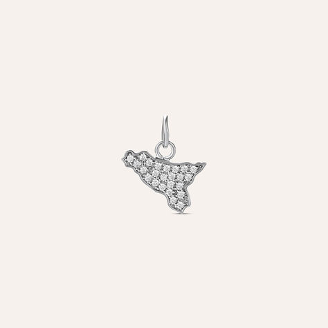 Pendente Saluti&Baci Sicilia Love Beats Argento Rodiato Cubic Zirconia - Ciondoli Donna | Stroili