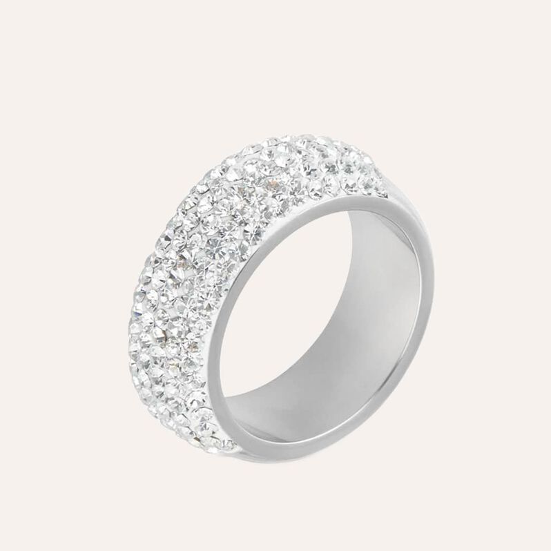 Anello Fascia Aura Acciaio Cristallo - Anelli a Fascia Larga Donna | Stroili