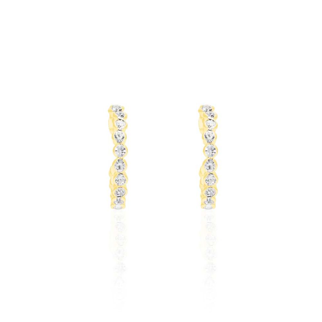 Orecchini a cerchio in metallo dorato e cristalli