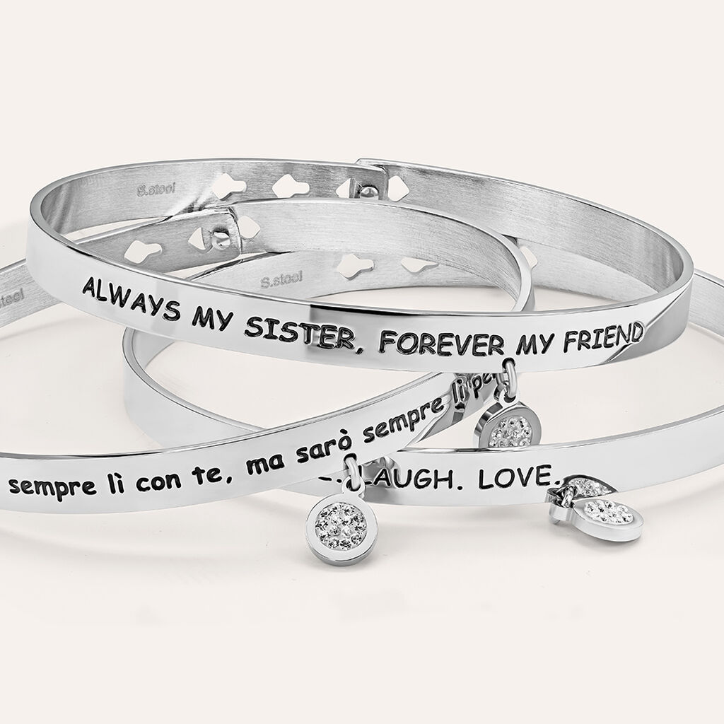 Bangle Lady Message Acciaio Cristallo - Bracciali Rigidi Donna | Stroili