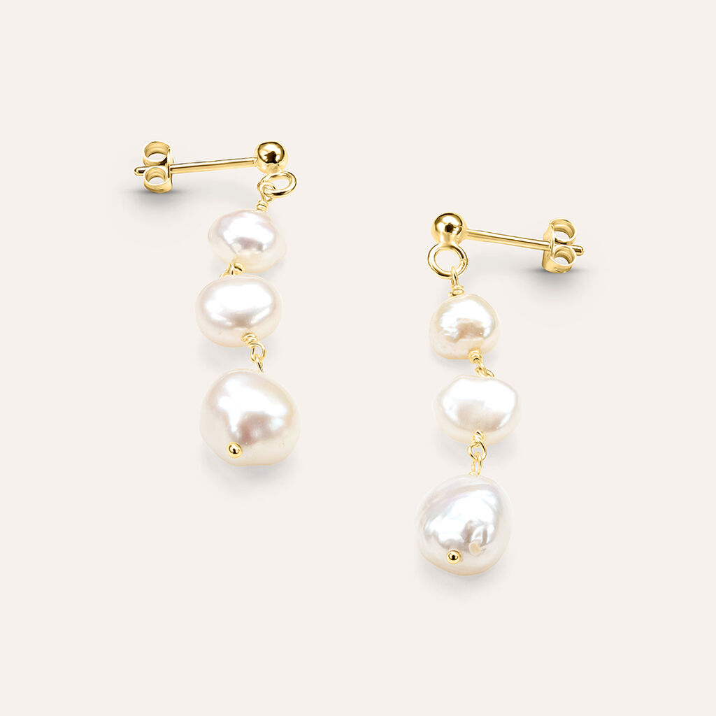 Orecchini Pendenti Gabrielle Oro Giallo Perla D'Acqua Dolce
