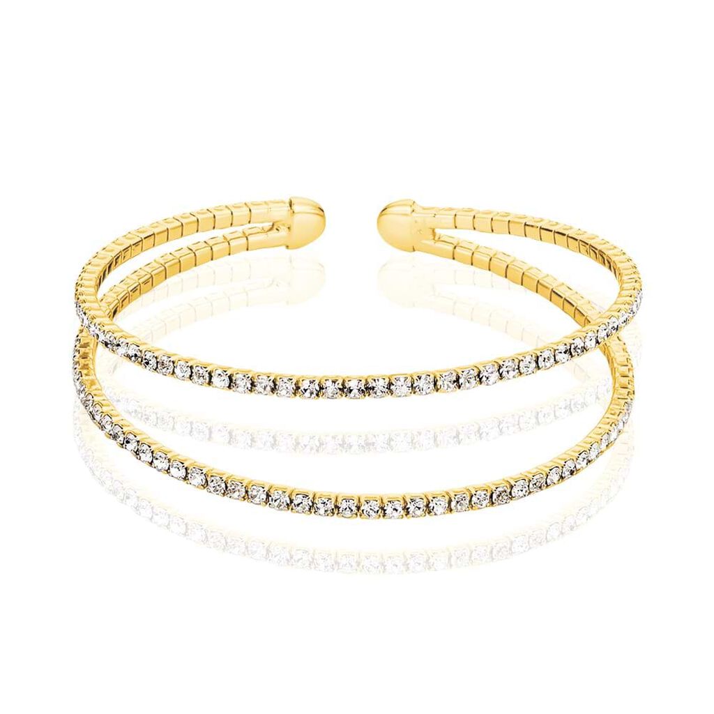 Bangle in metallo dorato e strass