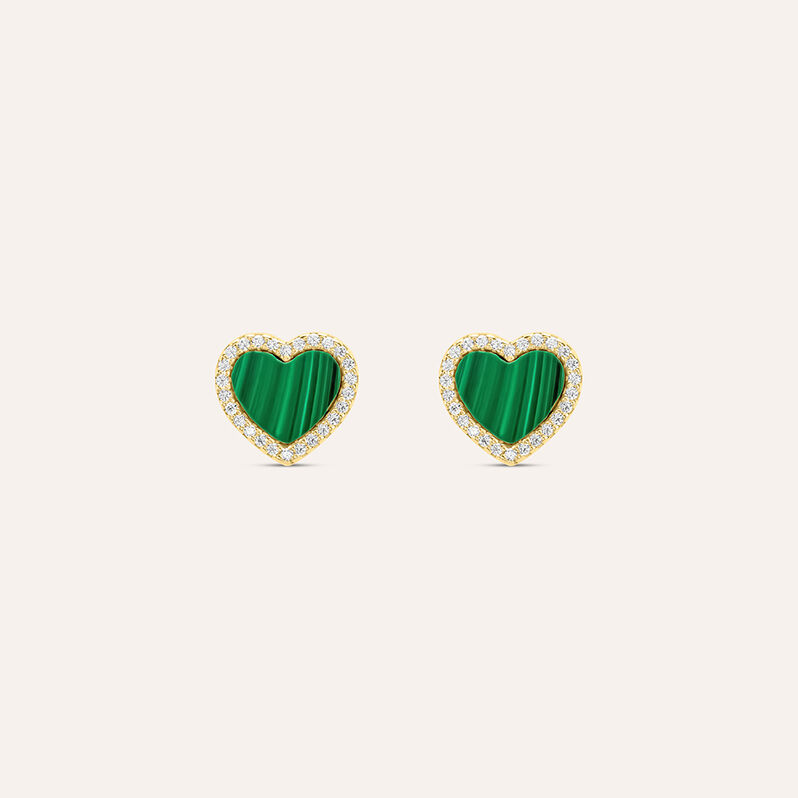 Orecchini Lobo Beverly Oro Giallo Malachite Cubic Zirconia - Orecchini a Lobo Donna | Stroili