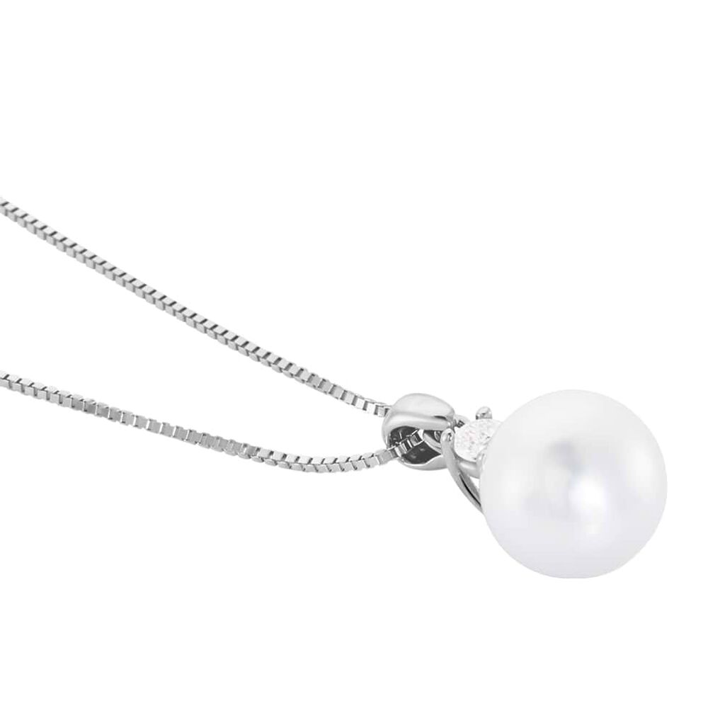 Collana Gabrielle Oro Bianco Perla D'Acqua Dolce Cubic Zirconia - Collane Donna | Stroili