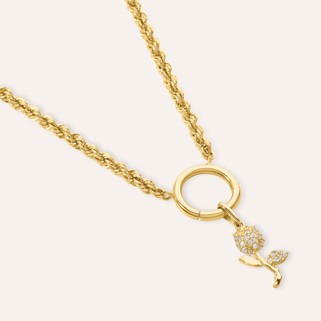 Pendente Fiore Po&egrave;me Oro Giallo Cubic Zirconia
