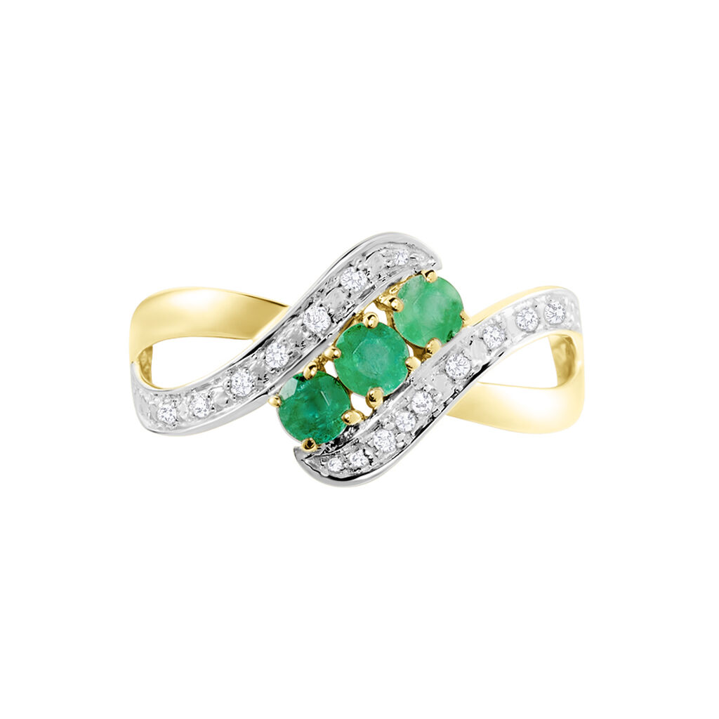 Anello Trilogy Charlotte Oro Giallo Smeraldo Diamante