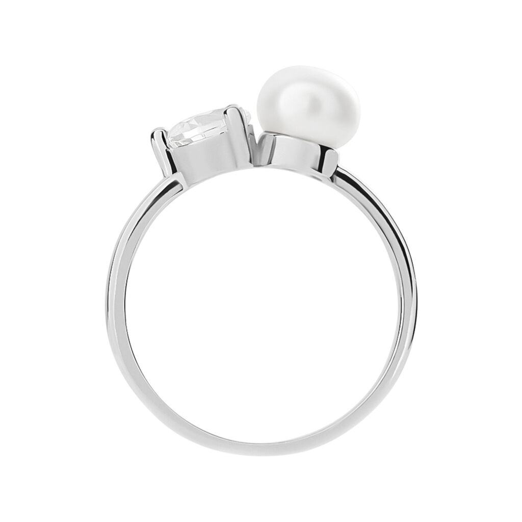 Anello Bilogy Silver Pearls Argento Rodiato Perla sintetica Cubic Zirconia - Anelli con Pietre Donna | Stroili