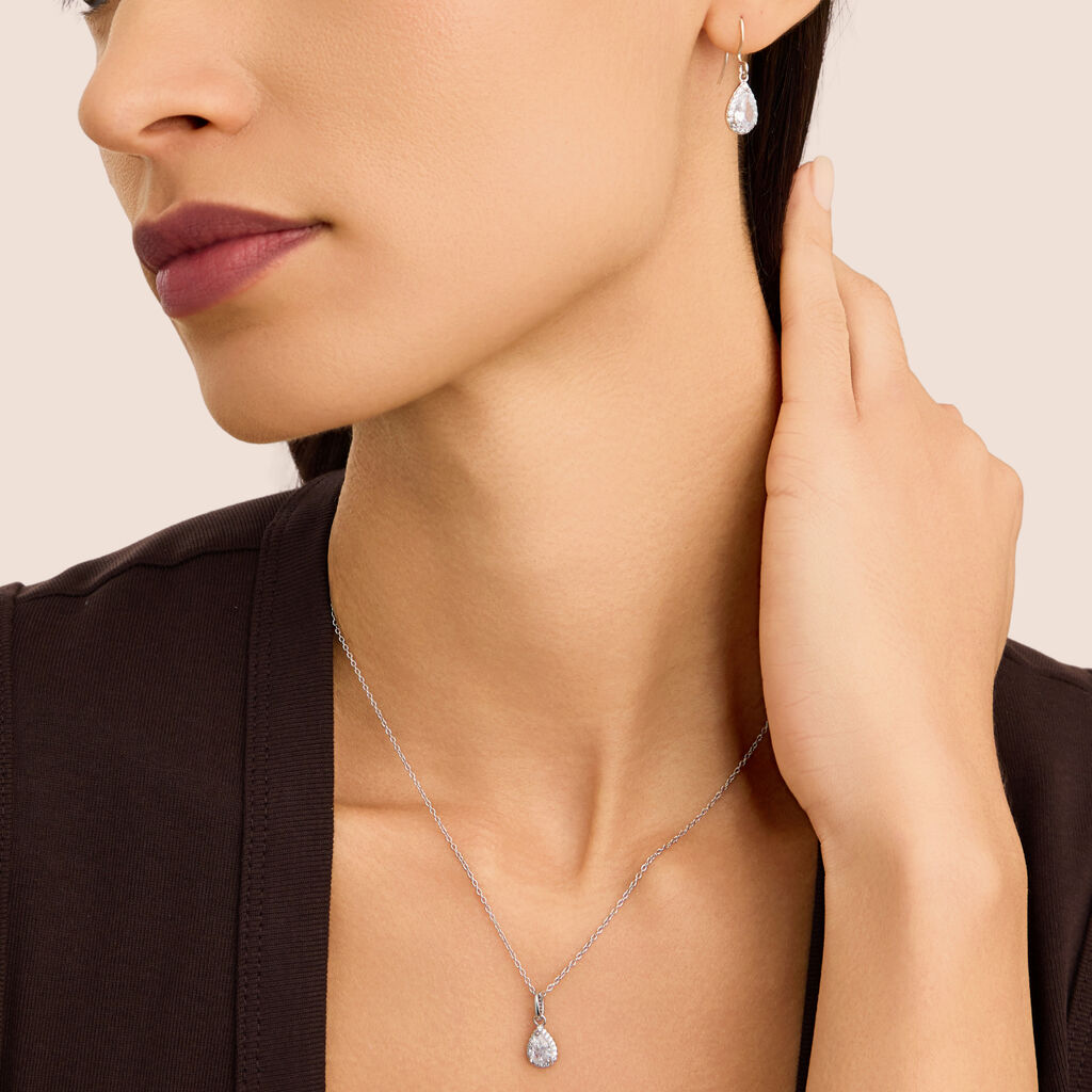 Orecchini Pendenti Punto Luce Silver Elegance Argento Rodiato Cubic Zirconia