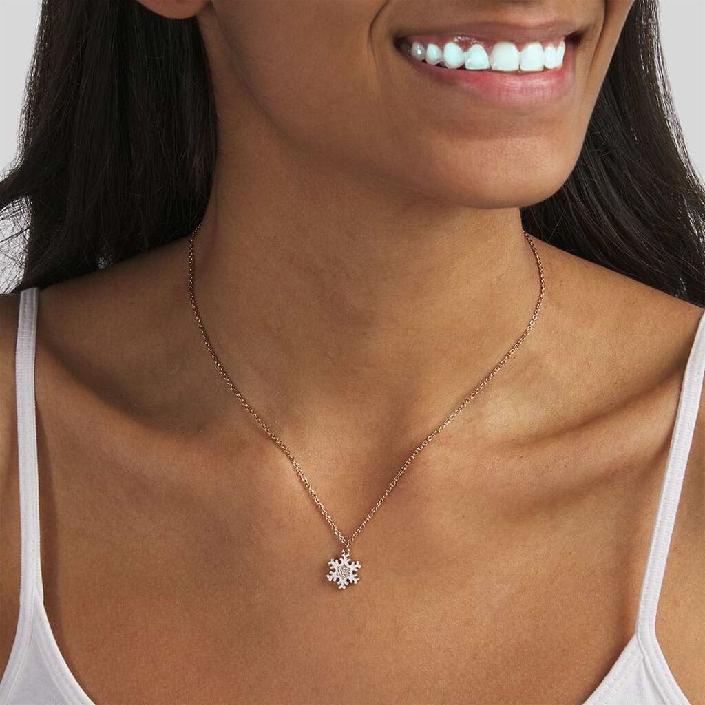 Collana Lady Sweet Acciaio Rosato Fiocco di neve e Cristalli - Collane Donna | Stroili