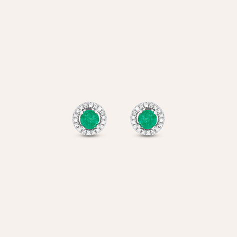 Orecchini Lobo Punto Luce Charlotte Oro Bianco Smeraldo Diamante - Orecchini a Lobo Donna | Stroili