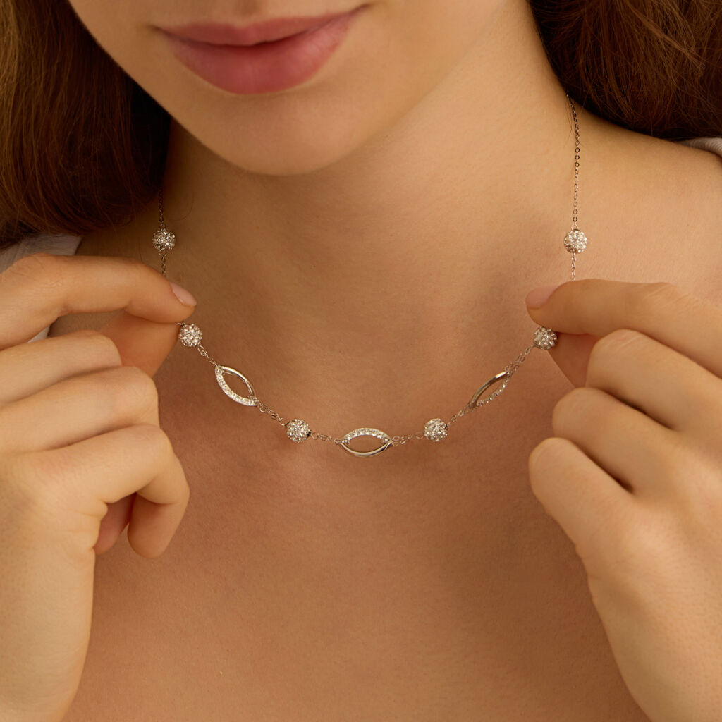 Collana Christelle Oro Bianco Cristallo