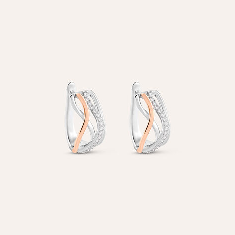 Orecchini Lobo Silver Shine Argento Bicolore Bianco / Rosa Cubic Zirconia - Orecchini a Lobo Donna | Stroili