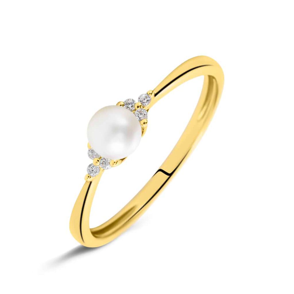 Anello Solitario Gabrielle Oro Giallo Perla Acqua Dolce Aaa E Cubic Zirconia - Anelli con Pietre Donna | Stroili