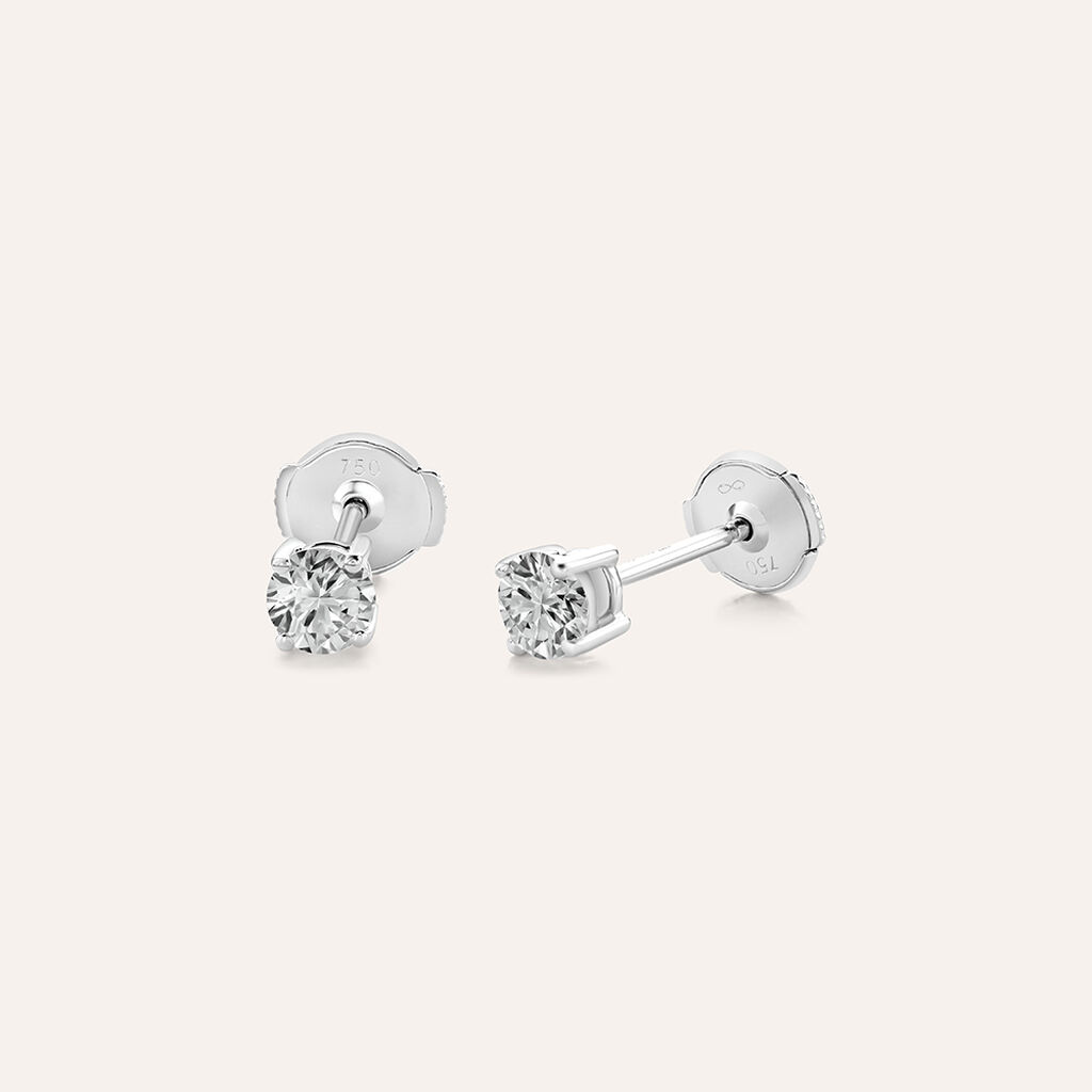 Orecchini Lobo Punto Luce Diamade Oro Bianco Diamante Lab-Grown - Orecchini a Lobo Donna | Stroili