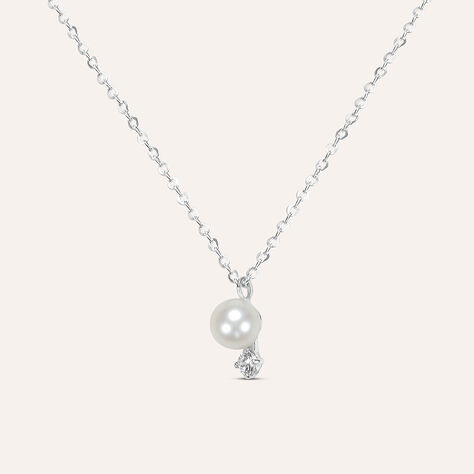 Collana Gabrielle Oro Bianco Perla D'Acqua Dolce Cubic Zirconia - Collane Donna | Stroili