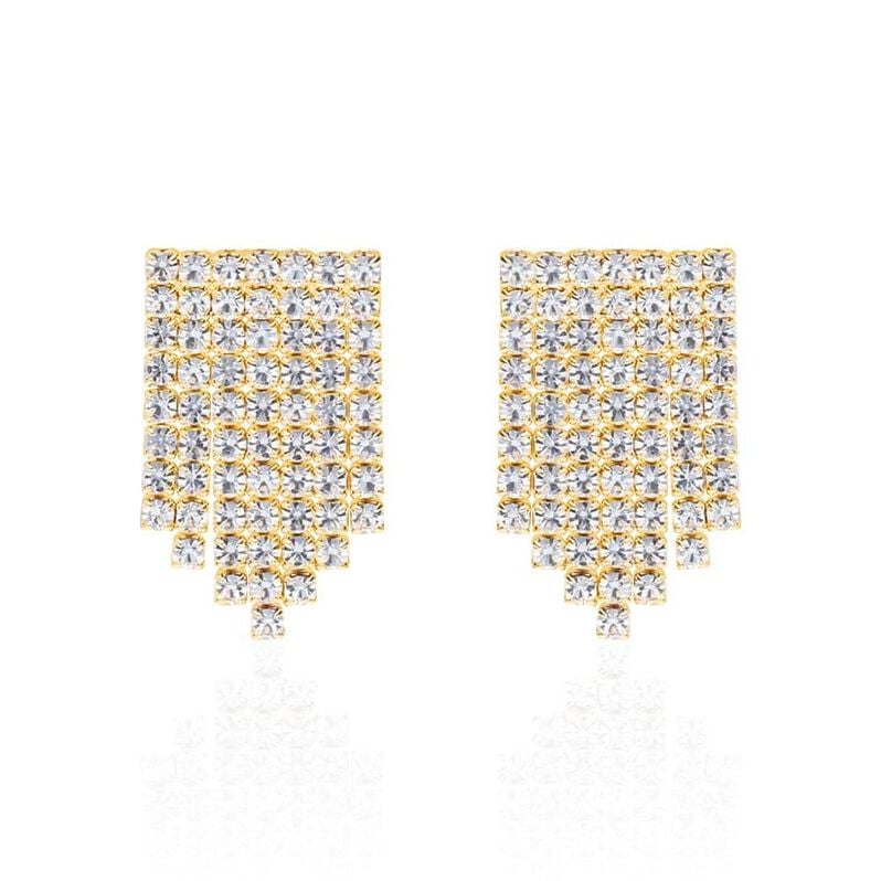 Orecchini pendenti multifilo in metallo dorato con strass - Orecchini Pendenti Donna | Stroili