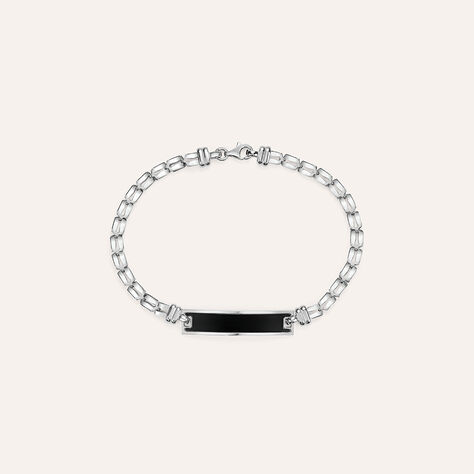 Bracciale Con Targhetta Gentleman Argento Rodiato - Bracciali con Incisione Uomo | Stroili