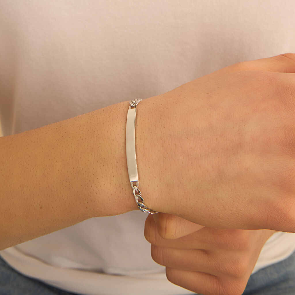 Bracciale Con Targhetta Gentleman Argento Rodiato - Bracciali con Incisione Uomo | Stroili
