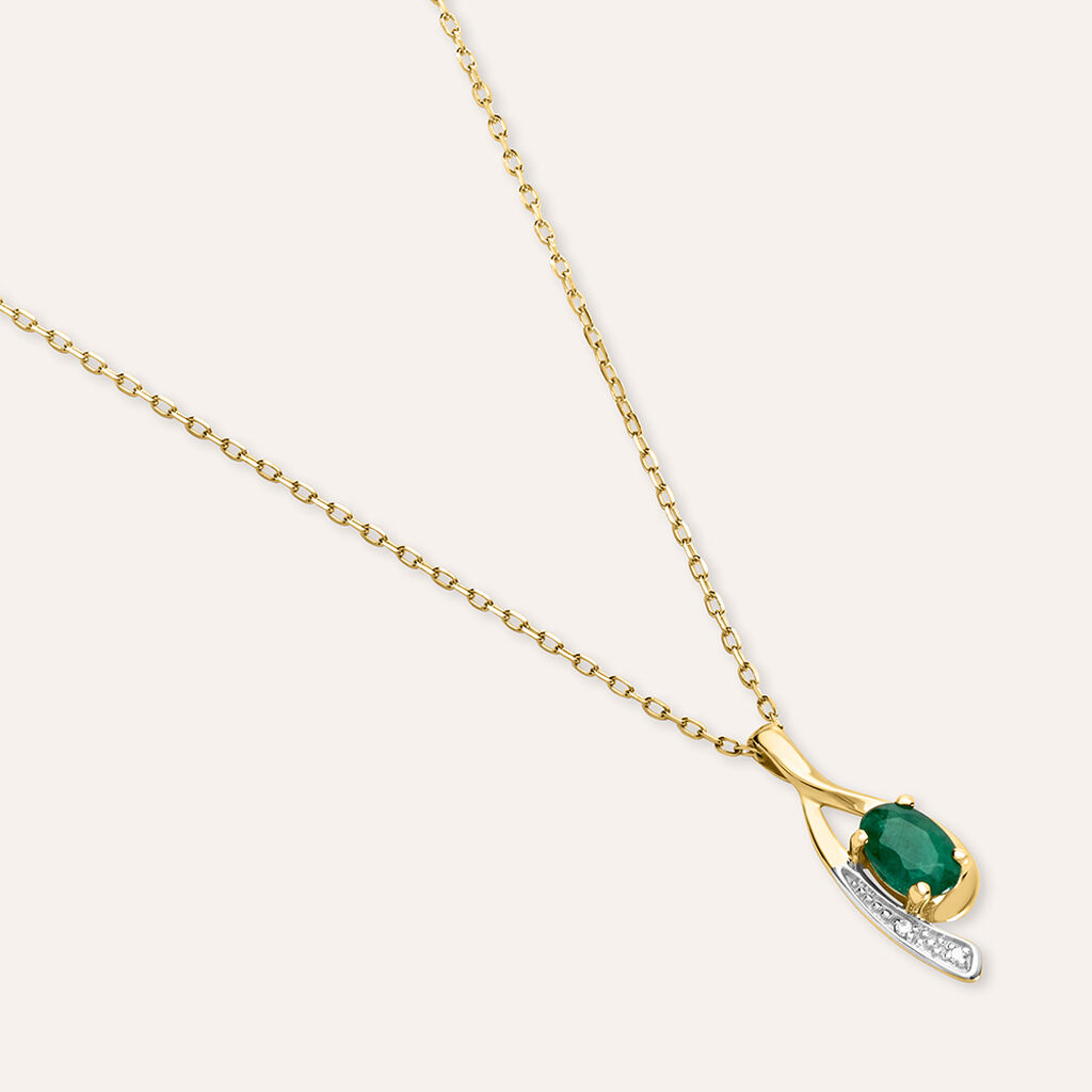 Collana Charlotte Oro Bicolore Smeraldo Diamante