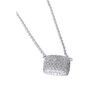 Girocollo in argento con pendente quadrato con pav&radic;&copy; di zirconi