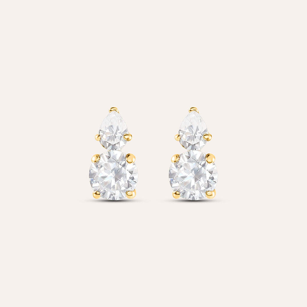Orecchini Lobo Doppio Punto Luce Claire Oro Giallo Cubic Zirconia