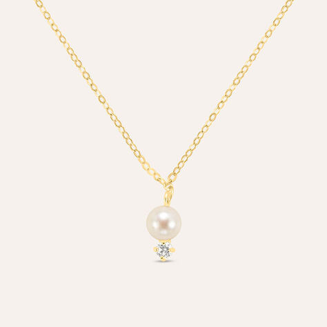 Collana Gabrielle Oro Giallo Perla D'Acqua Dolce Cubic Zirconia - Collane Donna | Stroili