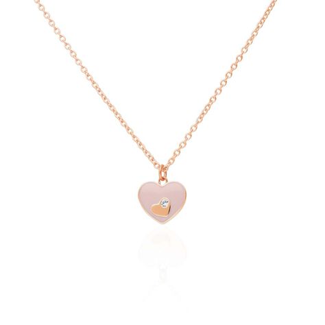 Collana in acciaio rosato e strass con ciondolo a forma di cuore - Collane Donna | Stroili